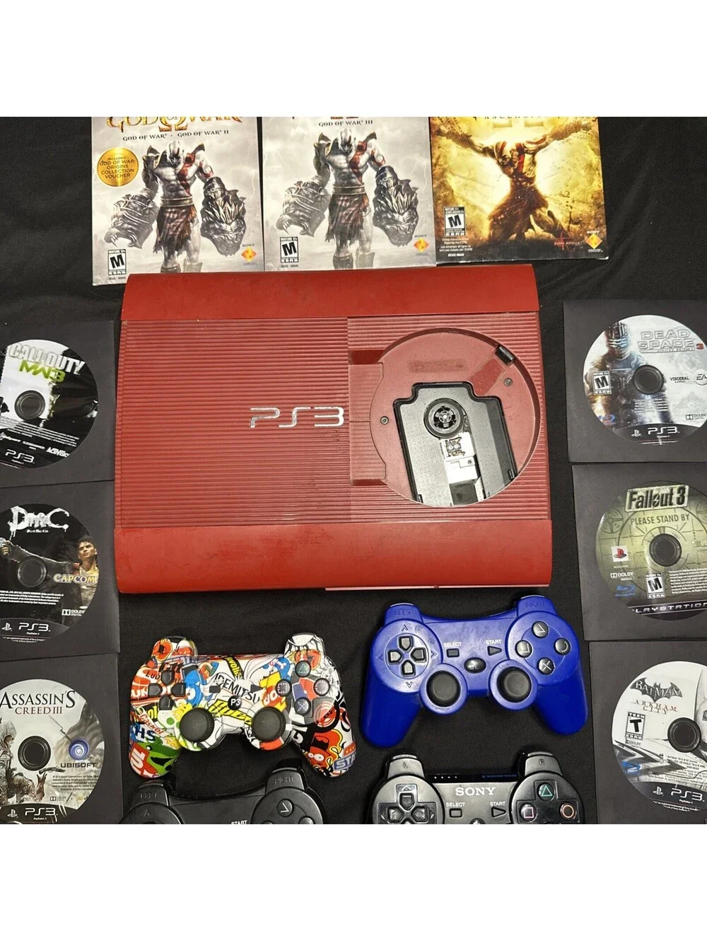 PS3 Super Slim God of War Legacy Bundle Limited Edition Red Console + MORE